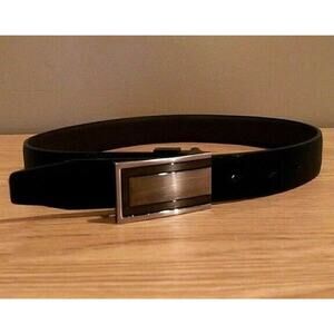 XMI Belt Men's Black Belt Brushed Silver Buckle Bonded Leather- Size 24